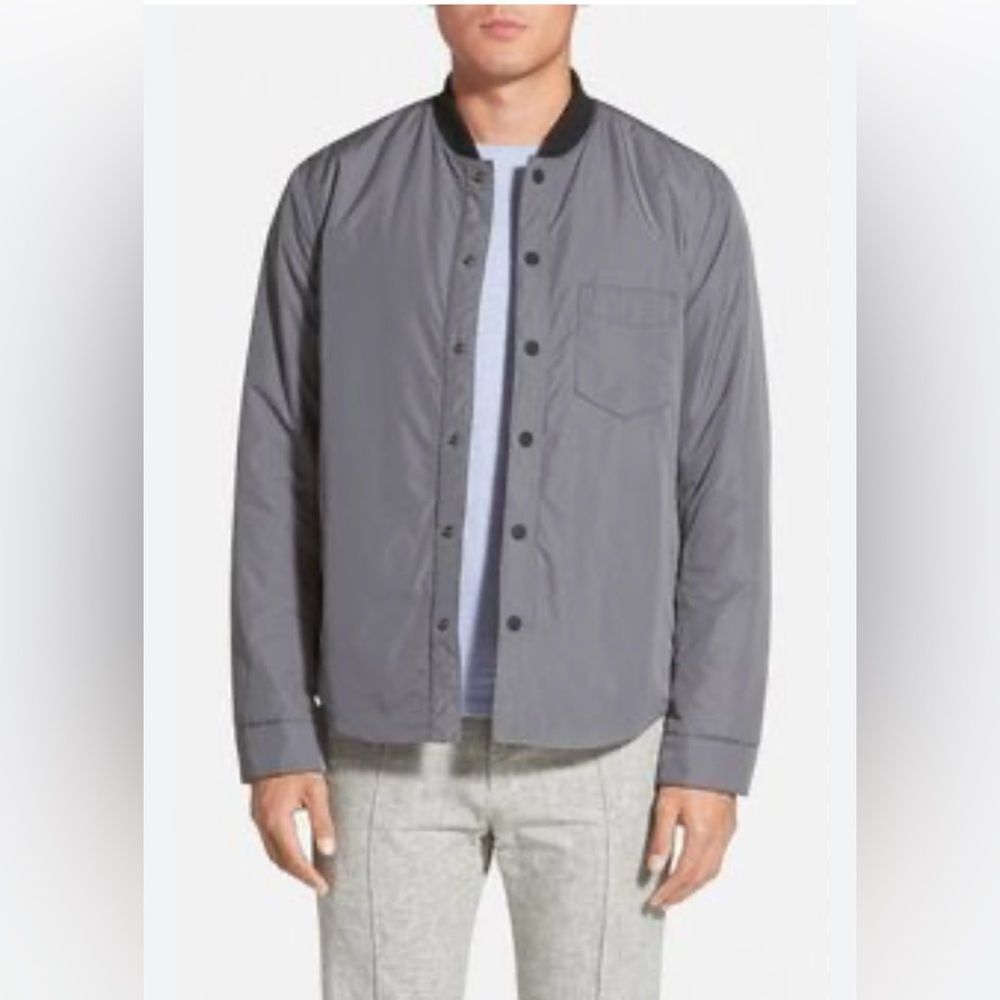 Vince Men's Charcoal Button-Up windbreaker Jacket, XL